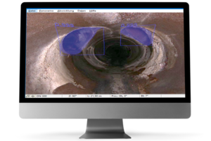 Darstellung eines Kanalrohr mit durch KI-Tags gekennzeichneten Schäden
