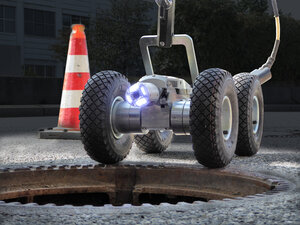 Detailaufnahme von der ORION am Fahrwagen T76 mit Fahrwagenzusatz am Schacht