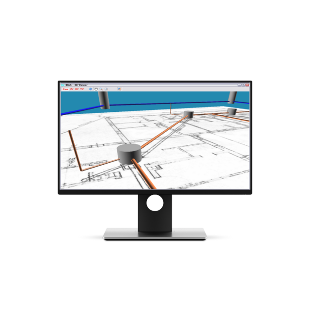 Monitor mit grafischer Darstellung einer 3D-GeoSense-Rohrverlaufsmessung