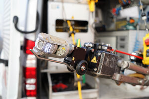 Detailaufnahme vom ORION-Adapter zur Kanalinspektion am MicroGator Fräsroboter